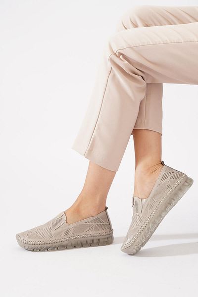 Moda Pie Naste Double Tire Laser Women's Genuine Leather Shoes Silver