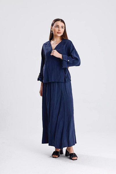 Ranasubaşı Double Breasted Blouse and Long Skirt Set Navy Blue
