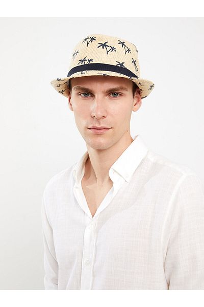 LC Waikiki Printed Men's Straw Fedora Hat