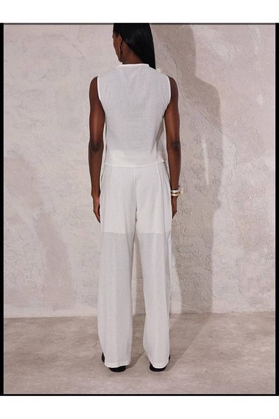 Sachistanbul Linen Lace Blouse Pants Set