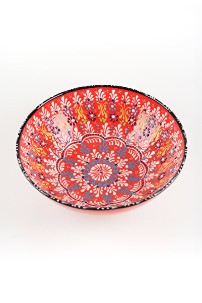 ADEN LİNA ART WORKSHOP 30 cm KIRMIZI meyve kasesi Otantik Çini Desen Seramik ...