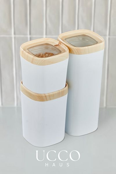 UCCO 3-Piece Luxury Vacuum Lid Silicone Sealed Food Storage Container Pulses Container Spice Container Kitchen Organizer