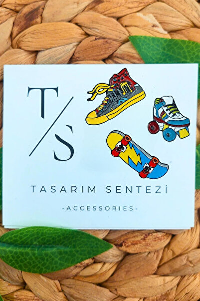 Tasarım Sentezi Rozet Metal Broş 3'lü Ayakkabı Konvers Paten Kaykay Skateboar...