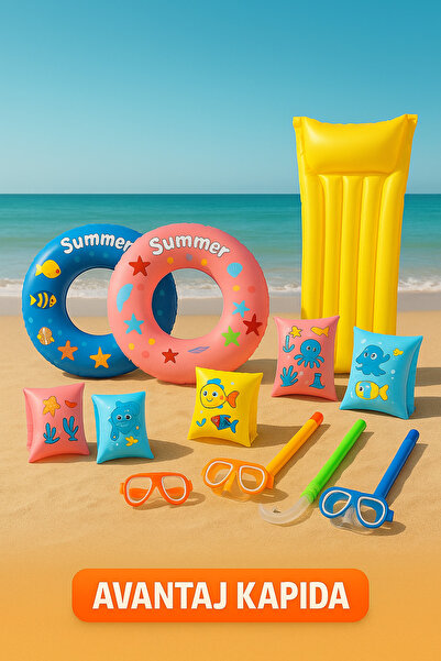 Avantaj Kapıda طقم بحر للأطفال والبنات والأولاد مكون من قطعتين من الخبز المحمص الأزرق + أكمام |   3-6 سنوات 25 كجم ميزة عند الباب