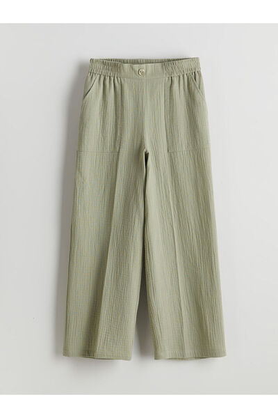 LC Waikiki Lcw Kids Khaki Elastic Waist Muslin Girls' Trousers