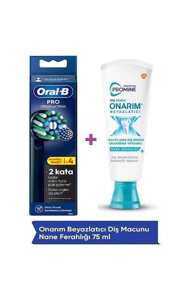 Sensodyne Promine Repair Whitening 75ml Toothpaste + Pro Cross Action X-Filament 4 Pack Black Replacement