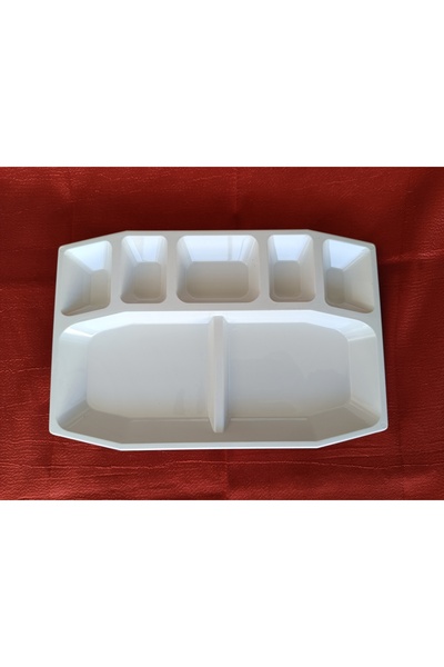 PEARSTORE Beyaz Kahvaltı Sunum Tabağı 7 Bölmeli, Polikarbon Kahvaltı Tabağı (...