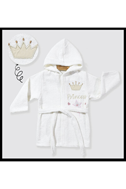 ABC BABY رداء حمام للأطفال مطرز من Prince & Princess - بغطاء للرأس للفتيات وا...