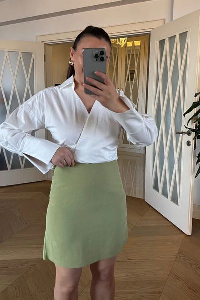 Tuba Butik Linen Mini Skirt