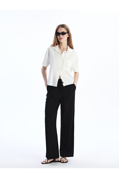 LC Waikiki Pantaloni de damă din in cu talie elastică
