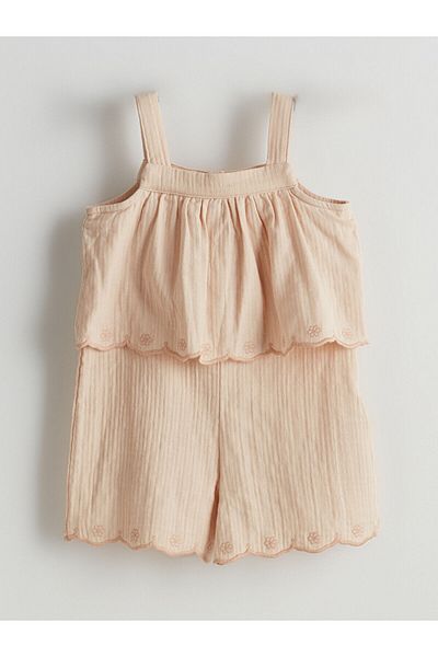 LC Waikiki Square Collar Ruffled Girl's Salopet