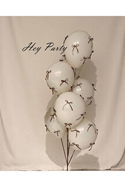 PartyPoo Coffee Bow Ribbon Sand Beige Balloon Set of 10 - Birthday Set Bow Ba...