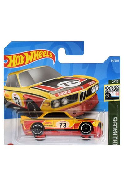 HOT WHEELS Hot Wheels Diecast Car, '73 BMW 3.0 CSL Race Car, Yellow, 1:64