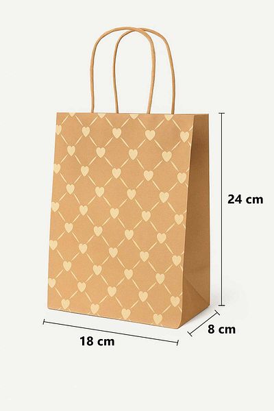 HDF PAZARLAMA 25 Pieces Small Heart Patterned 18*8*24 Kraft Bag