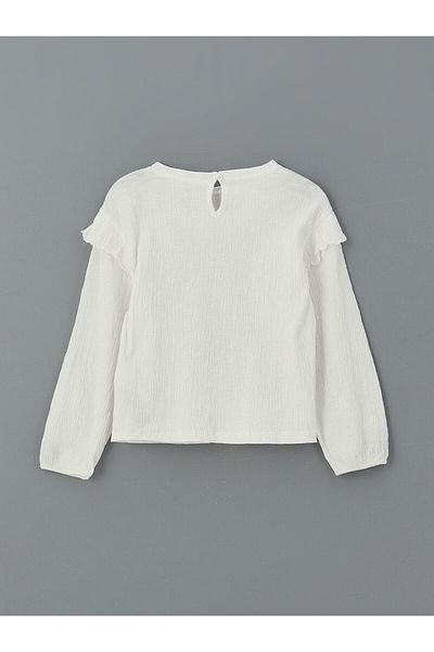 LC Waikiki Crew Neck Ruffle Detailed Girl's T-Shirt