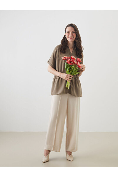 LC Waikiki Nevavm Women's Linen Blend Skirt with Elastic Waist
