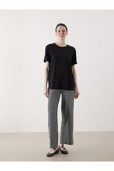 LC Waikiki Nevavm Striped Women's Trousers with Elastic Waist and Difference ...