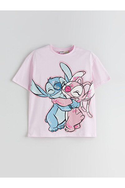 LC Waikiki Özmarka Yeni Sezon Bisiklet Yaka Stitch ve Angel Baskılı Kız Çocuk...