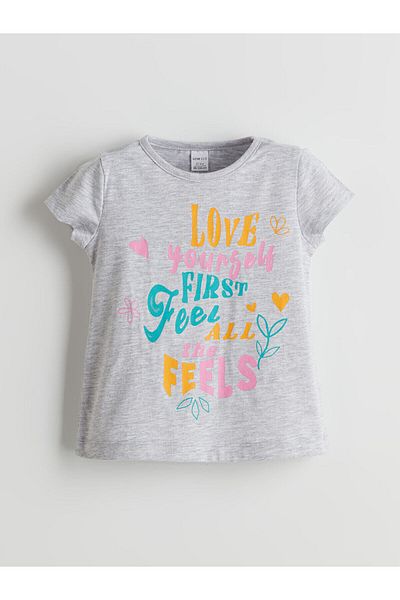 LC Waikiki Crew Neck Printed Girls' T-Shirt Set of 2