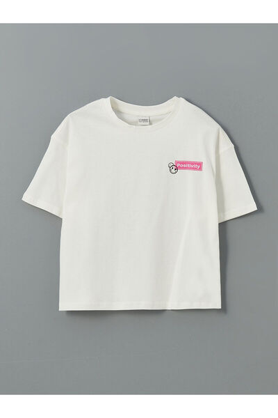 LC Waikiki Trendlucky Girls' T-Shirt with Oval Collar and Contrast