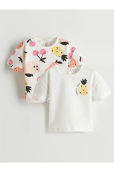 LC Waikiki Lcw Baby Beige Fruit Printed Baby Girl Blouse 2-Pack
