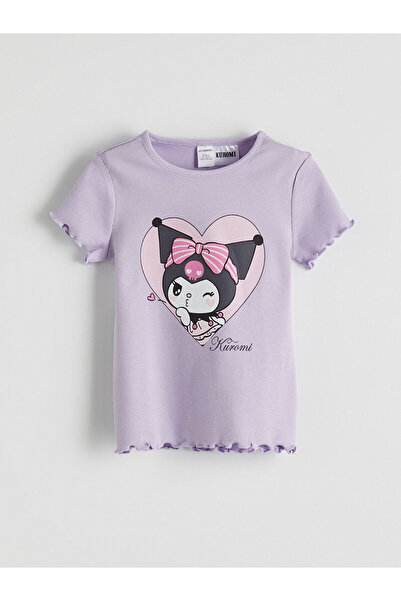 LC Waikiki Kurzarm-T-Shirt mit Kuromi-Aufdruck für Mädchen