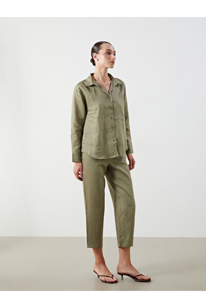 LC Waikiki Özmarka New Season Women's 100% Linen Trousers with Elastic Waist