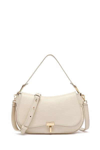 Derimod Women's Cream Long Strap Leather Shoulder Bag 25Sbd2352Ft