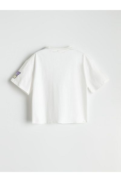 LC Waikiki New Season Crew Neck Kuromi Printed Girl's Crop T-Shirt - S5Pe09Z4