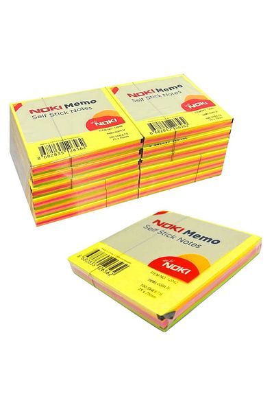 Art Tone Noki̇ Memo Sticky Note Paper 75X75 Cube Neon 5 Colors 100 Yp 12042 Pack of 12