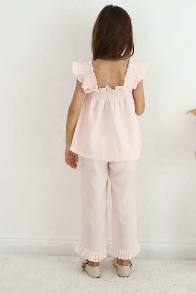 FESSHERA KİDS 🌸 Ruffle Detailed 100% Cotton Muslin Girl's Set – 2 Pieces Comfortable and Stylish Design 🌸