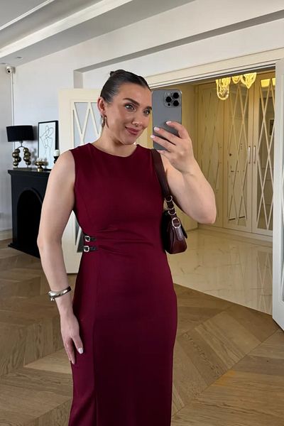 Tuba Butik Drape Detailed Midi Dress