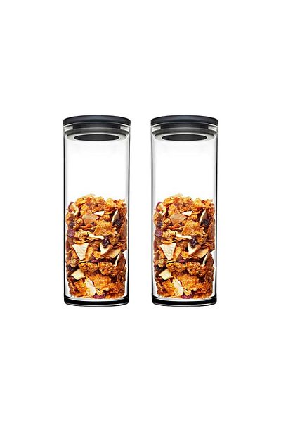 Paşabahçe Pasabahce Storage Jar - 1250 Cc - Set of 2 - Gray Lid