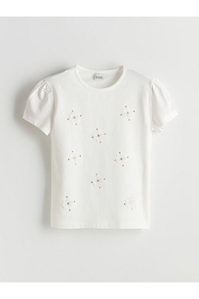 LC Waikiki LCW Kids Mädchen-T-Shirt mit Rundhalsausschnitt und Blumenmuster