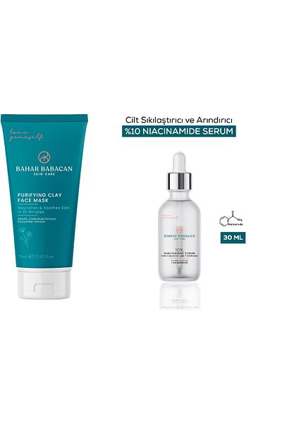 Bahar Babacan Anti-Blackhead Clay Mask 75ml + Purifying Niacinamide Serum 30ml Gift