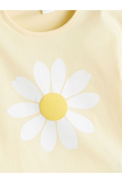 LC Waikiki Crew Neck Floral Combed Cotton Girls' T-Shirt