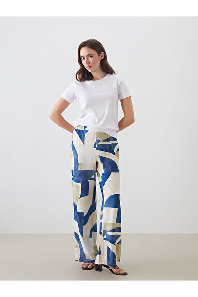 LC Waikiki Peak New Season Elastic Waist Patterned Women's Trousers