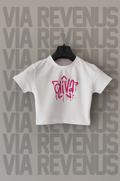 Vordevia Tricou crop din bumbac cu imprimeu Diva