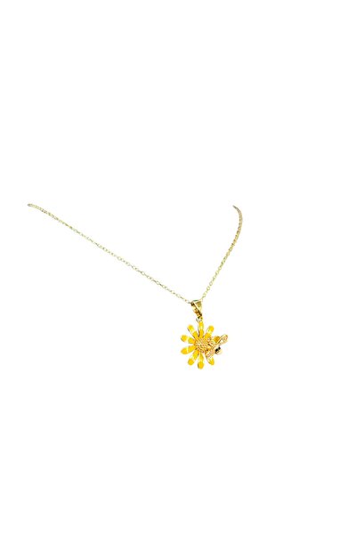GOOG DESIGN قلادة على شكل زهرة الأقحوان والنحل باللون الأصفر - لون ذهبي، فولا...