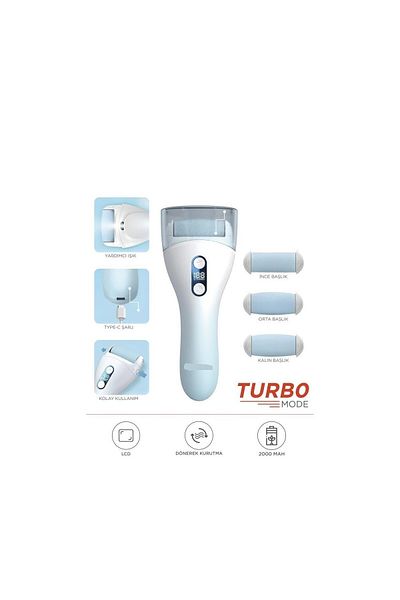 Başkenttekno Waterproof Foot Care File with Led Display Indicator Turbo Mode