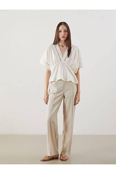 LC Waikiki Özmarka Нова колекция Дамски панталони с плисета от ленен микс