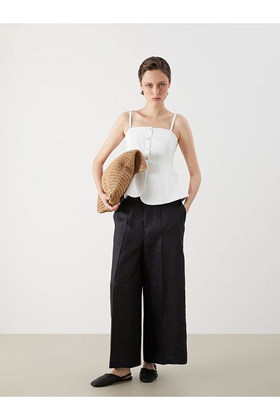 LC Waikiki Pantaloni de damă din in 0 cu talie elastică sezon nou - S5R207Z8