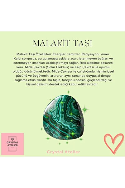 Crystal Atelier Sertifikalı Malakit Doğal Taş Üzüm Küpe-Malahit (Malakit) Doğal Taş Sallantılı Salkım Üzüm Küpe