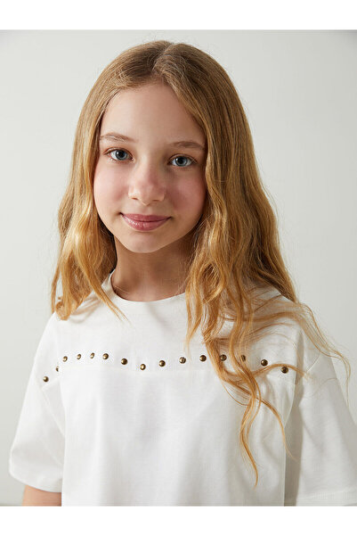 LC Waikiki Tricou Crop pentru fete cu guler rotund pentru sezon nou - S5BJ01Z4