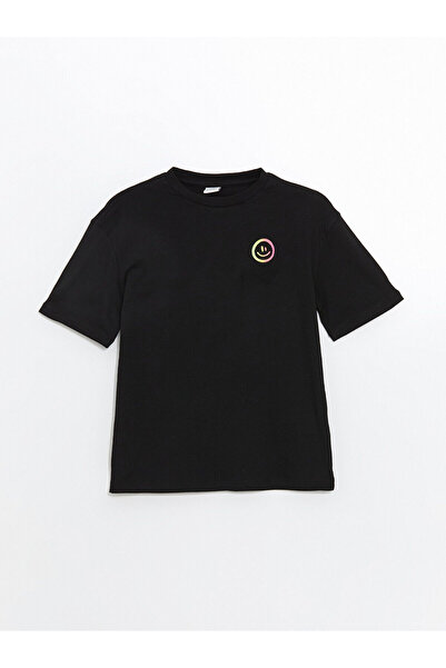 LC Waikiki Trendlucky Girls' T-Shirt with Oval Collar and Contrast