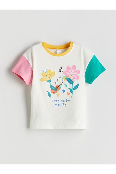 LC Waikiki Crew Neck Floral Girl's T-Shirt