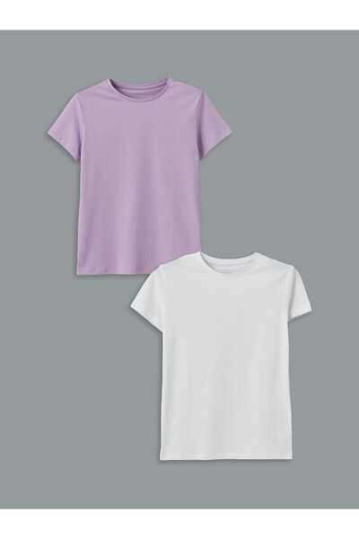 LC Waikiki Tricou pentru fete din bumbac fin cu guler rotund de sezon nou - S...