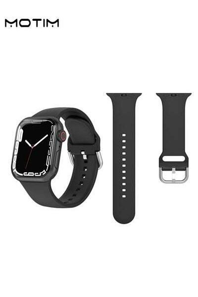MOTIM Sport Band Compatible With Apple Watch 42/44/45mm Solid Color Silicone Strap For iWatch Series