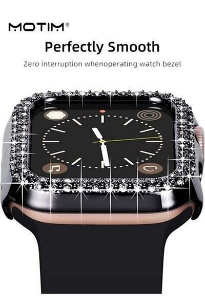 MOTIM Metal Apple Watch Case with Band for Apple Watch, Diamond Rhinestone Bling Bracelets