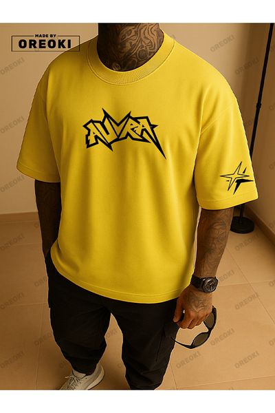 EFFRENATU Aura Printed Cotton Fabric Men's Yellow T-Shirt